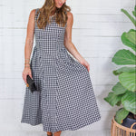 Lisa Black Gingham Sleeveless Maxi Dress