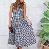 Lisa Black Gingham Sleeveless Maxi Dress