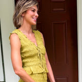 Livia Chartreuse Smocked Top Lucy Paris