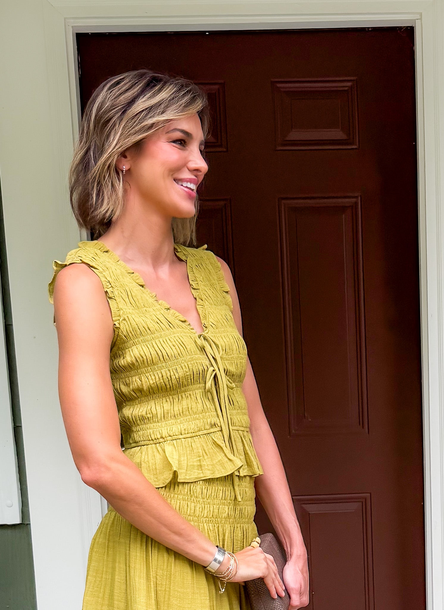 Livia Chartreuse Smocked Top Lucy Paris