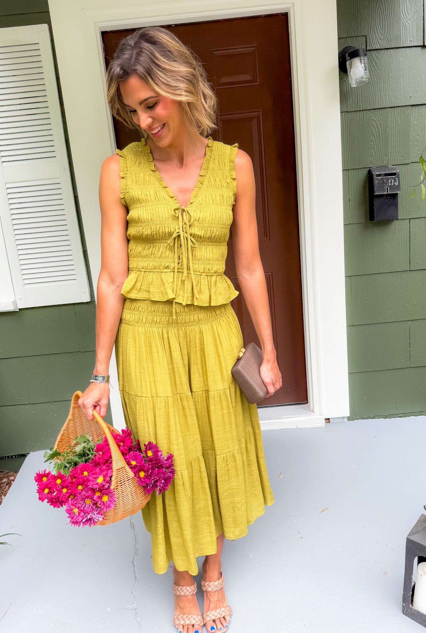 Livia Chartreuse Smocked Top Lucy Paris