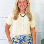 Livia Lemon Textured Diamond Cardigan Sweater PINCH 