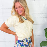 Livia Lemon Textured Diamond Cardigan Sweater PINCH 