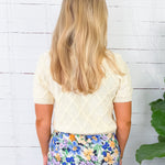 Livia Lemon Textured Diamond Cardigan Sweater PINCH 