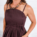 Locke Chocolate Pleated Poplin Strappy Tank Entro
