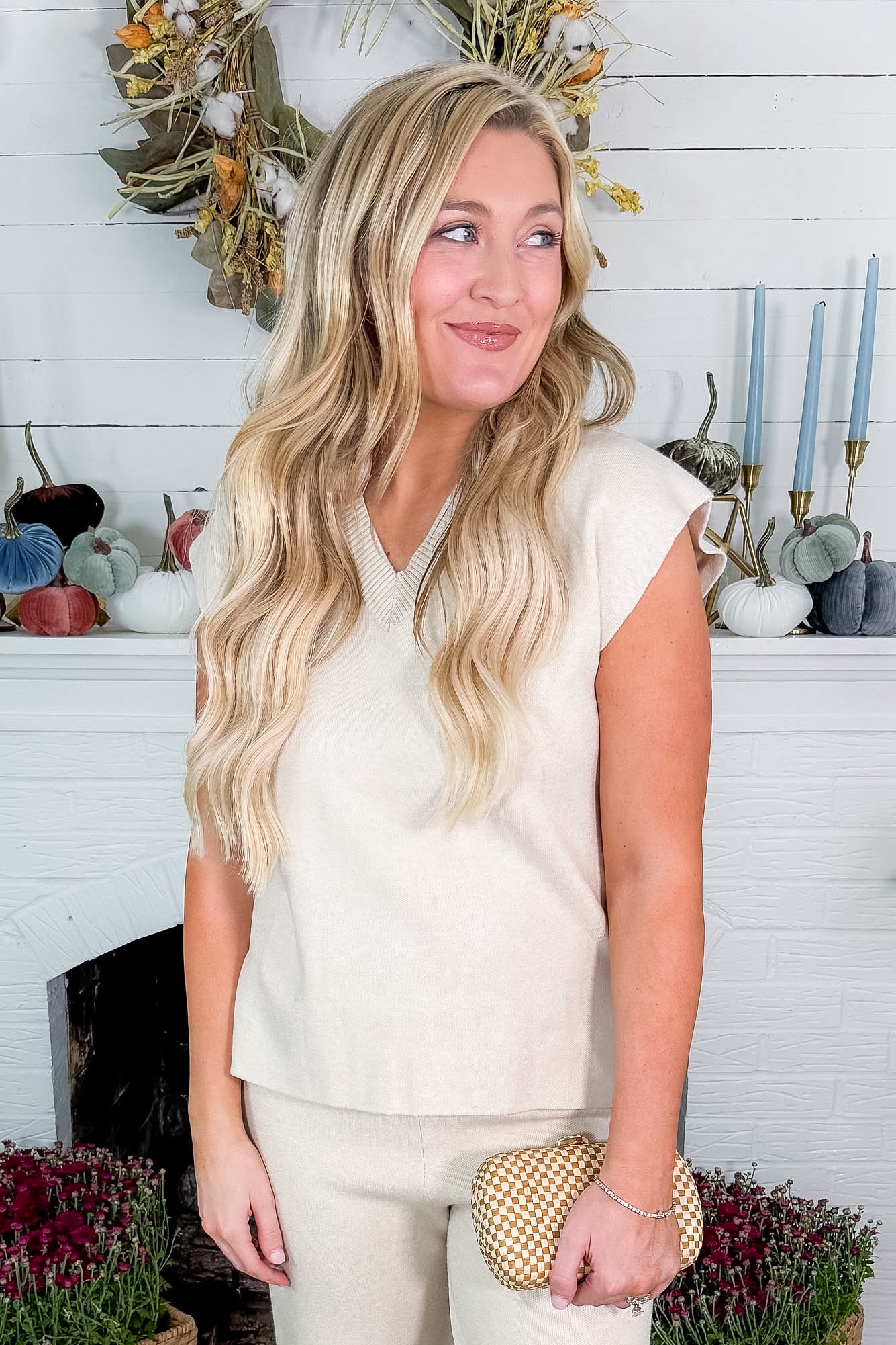 Lois Cream Sweater Vest Pinch
