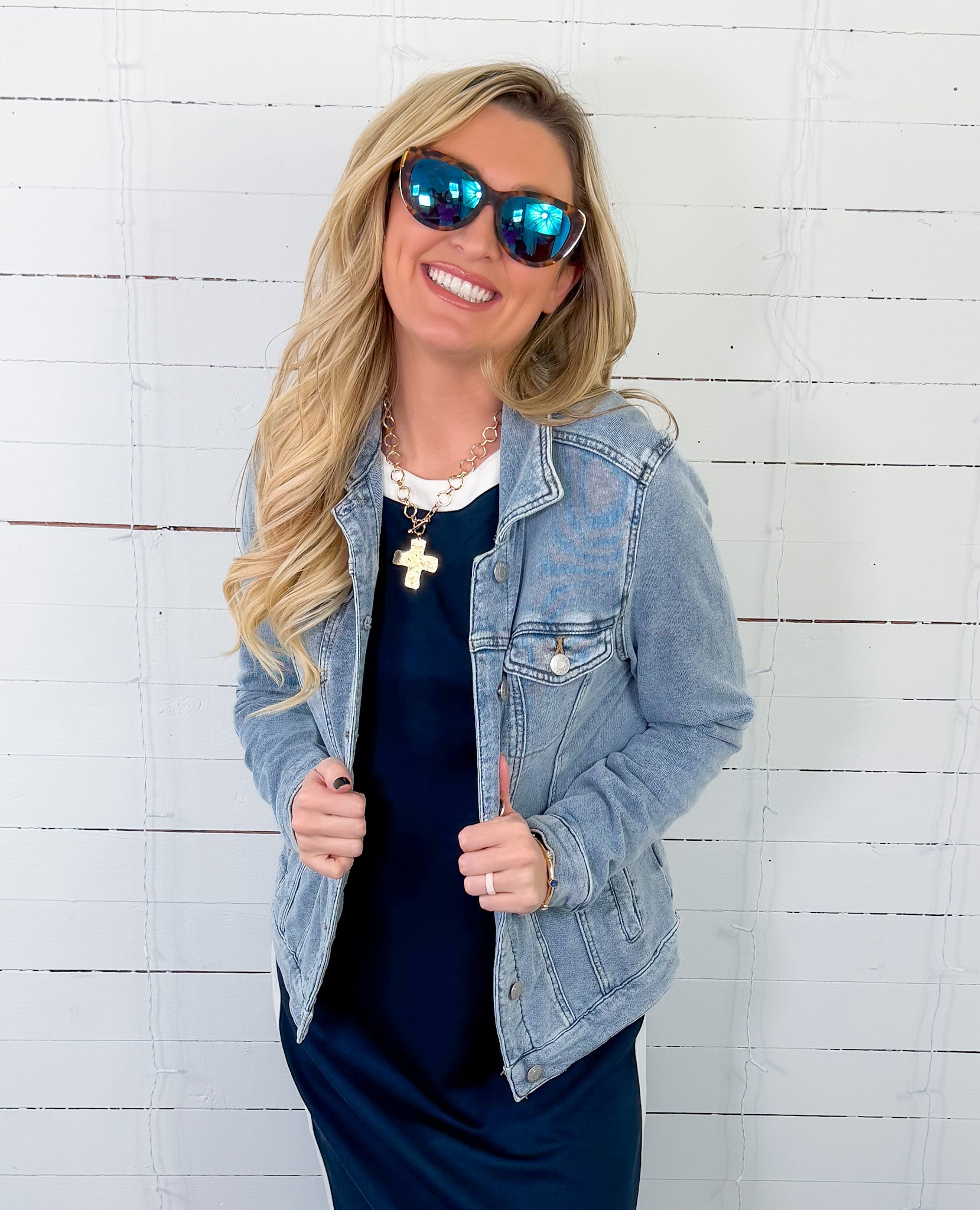 Lois Washed Chambray Knit Jacket Be Cool