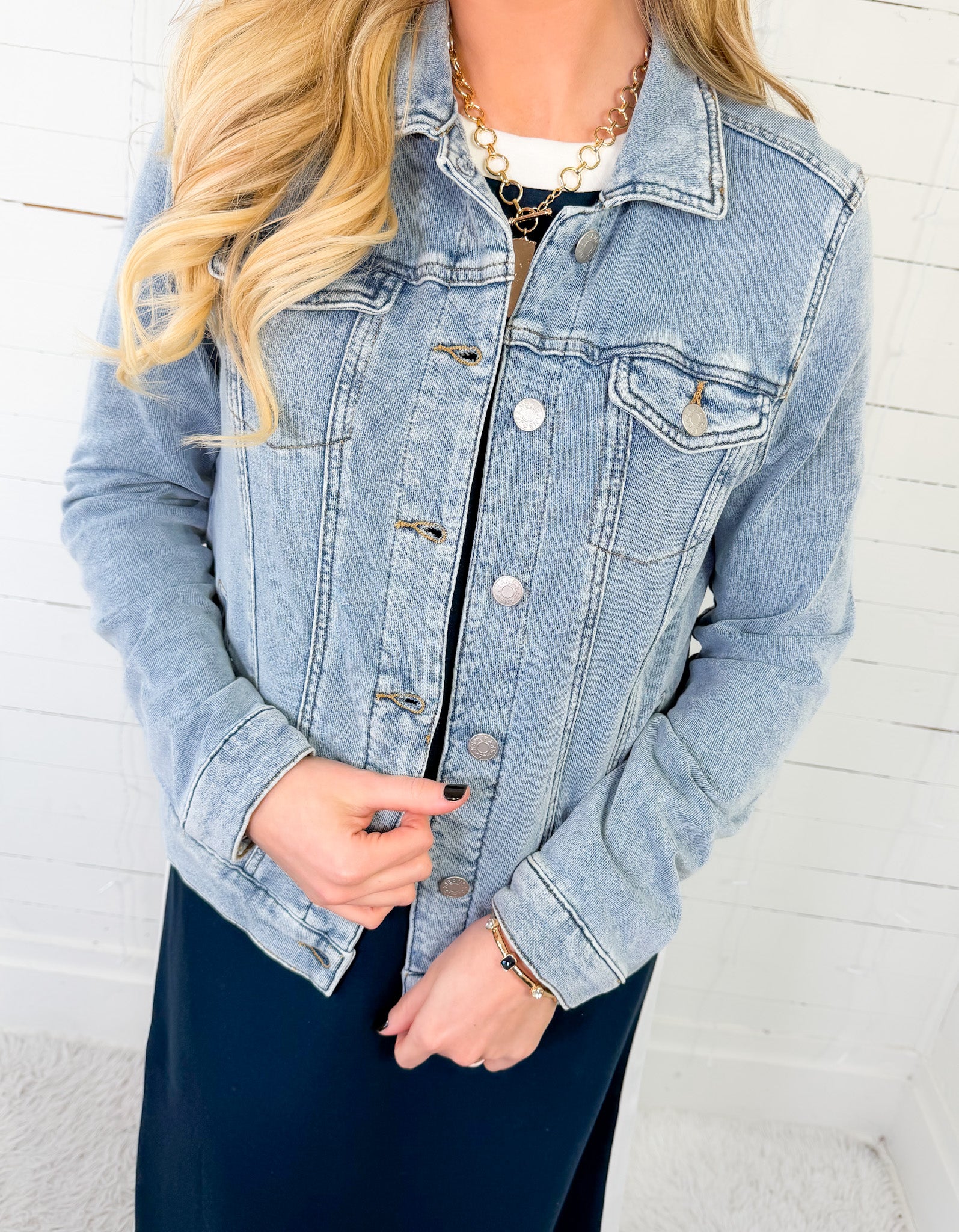 Lois Washed Chambray Knit Jacket Be Cool