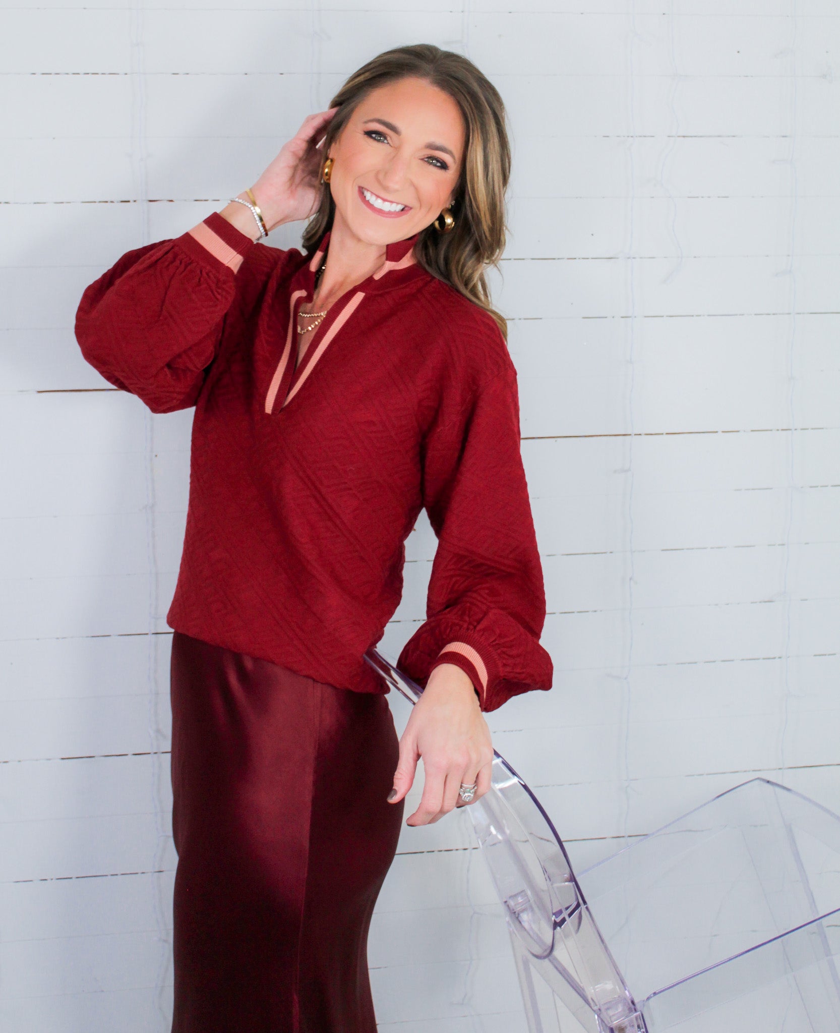 Lolli Merlot Monogram Sweater Emily Mccarthy