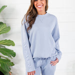 Lonnie Washed Blue Satin Trim Sweatshirt Fate