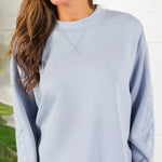 Lonnie Washed Blue Satin Trim Sweatshirt Fate