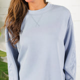 Lonnie Washed Blue Satin Trim Sweatshirt Fate