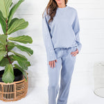 Lonnie Washed Blue Satin Trim Sweatshirt Fate