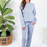 Lonnie Washed Blue Satin Trim Sweatshirt Fate