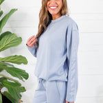 Lonnie Washed Blue Satin Trim Sweatshirt Fate