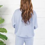 Lonnie Washed Blue Satin Trim Sweatshirt Fate