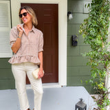 Lorenzo Brown Striped Top Entro