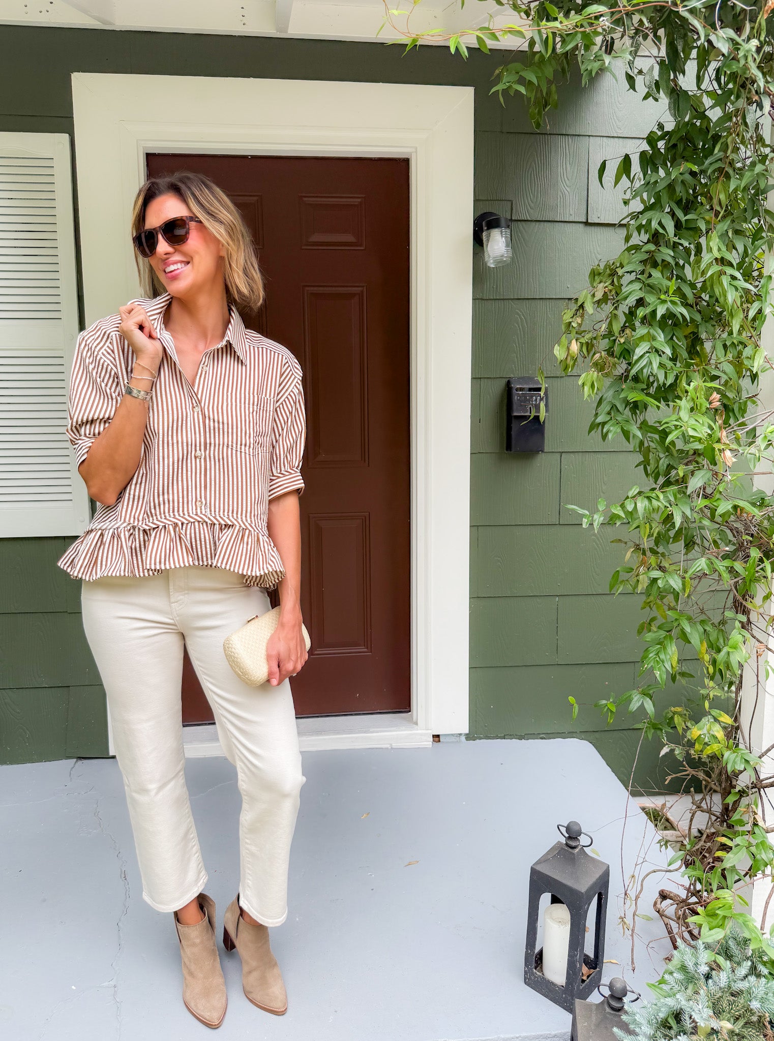 Lorenzo Brown Striped Top Entro