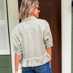 Lorenzo Olive Striped Top Entro