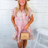 Lorna Pink Ditsy Floral Mini Dress Entro