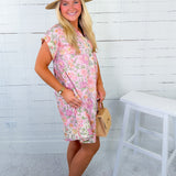 Lorna Pink Ditsy Floral Mini Dress Entro