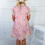 Lorna Pink Ditsy Floral Mini Dress Entro