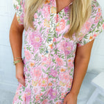 Lorna Pink Ditsy Floral Mini Dress Entro