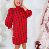 Lorna Woodland Red Plaid Mini Shift Dress