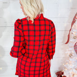 Lorna Woodland Red Plaid Mini Shift Dress