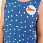 Lorraine Dusty Navy Polka Dot Sleeveless Dress She + Sky