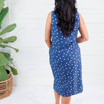 Lorraine Dusty Navy Polka Dot Sleeveless Dress She + Sky
