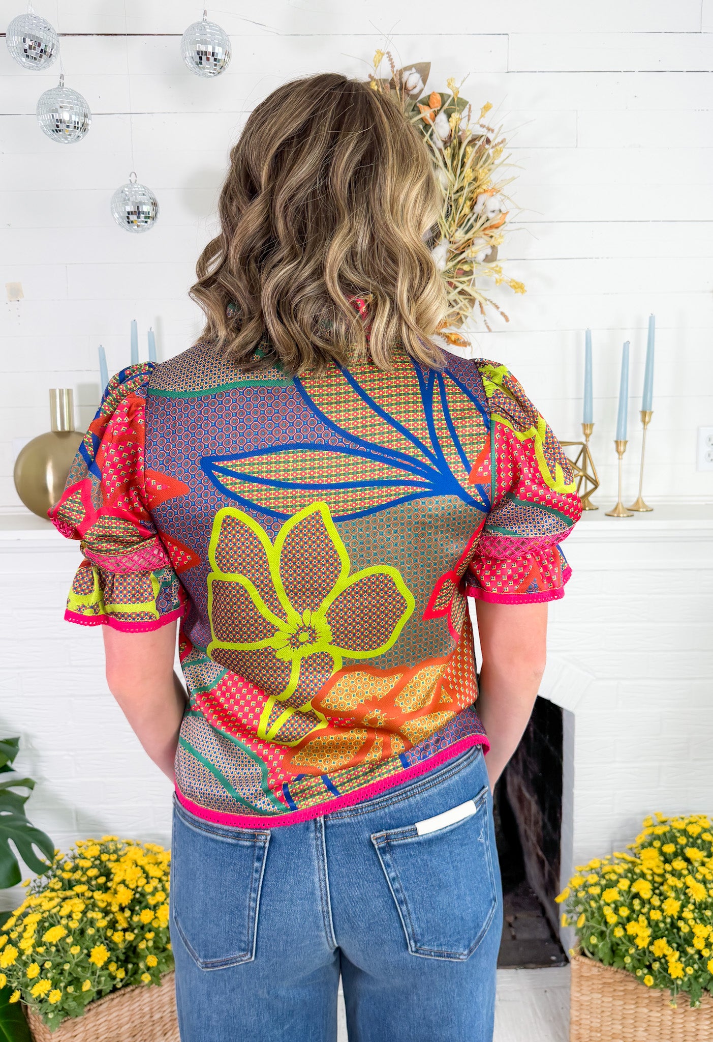 Lottie Geo Floral Top Alden Adair