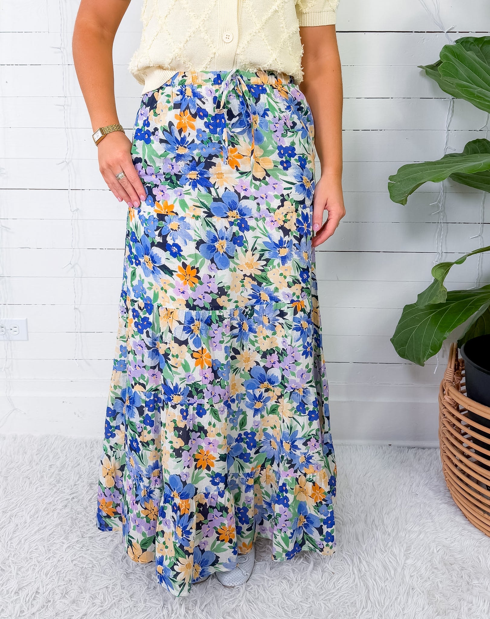 Lotus Vista Blue Maxi Skirt 