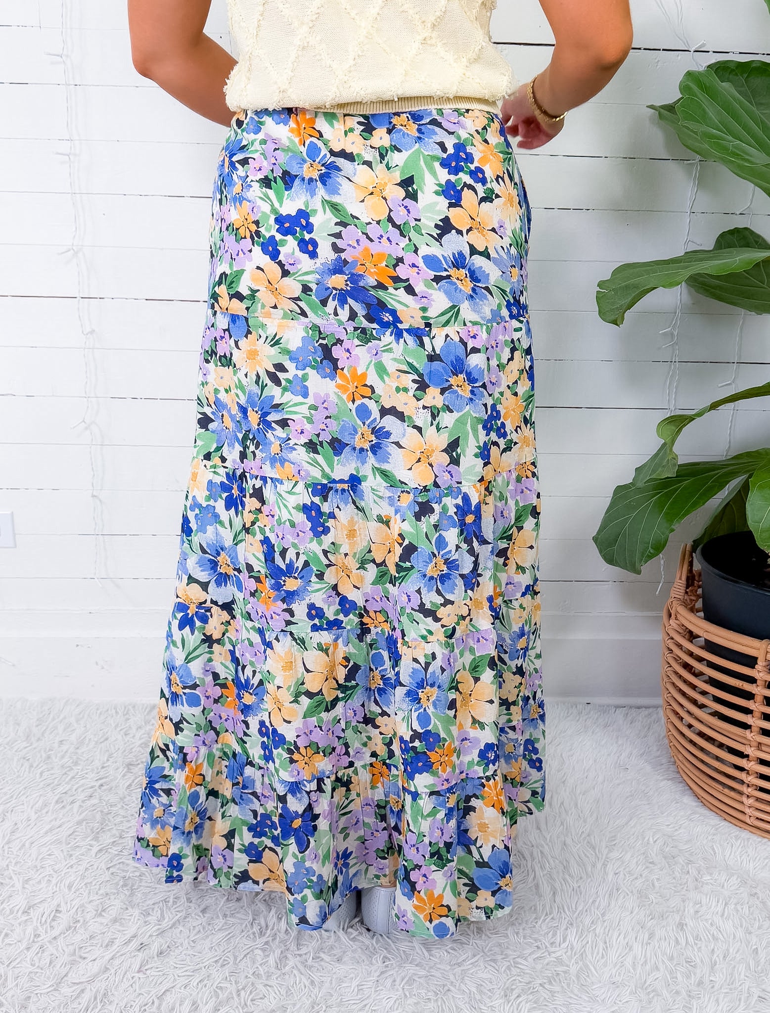 Lotus Vista Blue Maxi Skirt 