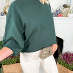 Loyola Mossy Green Drop Shoulder Crop Sweatshirt BOBI