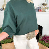 Loyola Mossy Green Drop Shoulder Crop Sweatshirt BOBI