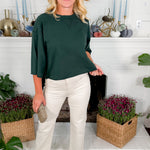 Loyola Mossy Green Drop Shoulder Crop Sweatshirt BOBI