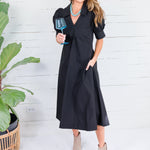 Luanne Black Pleated A-Line Maxi Dress Pinch