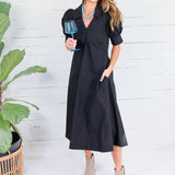 Luanne Black Pleated A-Line Maxi Dress Pinch