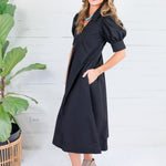 Luanne Black Pleated A-Line Maxi Dress Pinch