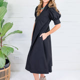 Luanne Black Pleated A-Line Maxi Dress Pinch