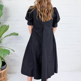 Luanne Black Pleated A-Line Maxi Dress Pinch