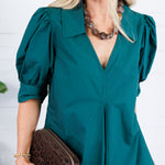 Luanne Hunter Green Pleated A-Line Maxi Dress Pinch