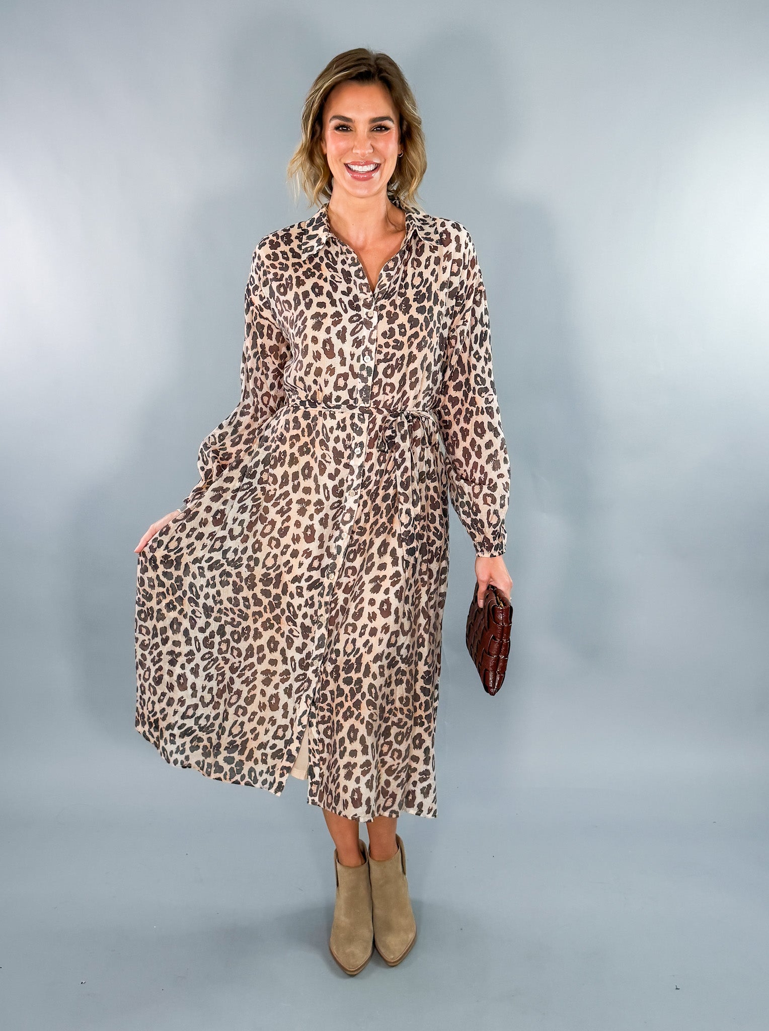 Lucas Leopard Chiffon Midi Dress