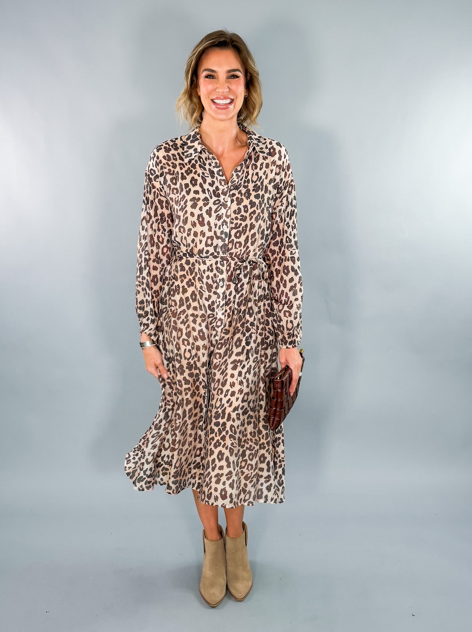 Lucas Leopard Chiffon Midi Dress