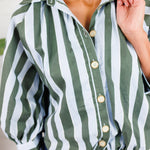 Lucas Sky + Olive Stripe Button Top Karlie