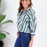 Lucas Sky + Olive Stripe Button Top Karlie