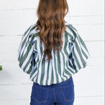Lucas Sky + Olive Stripe Button Top Karlie
