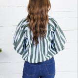 Lucas Sky + Olive Stripe Button Top Karlie