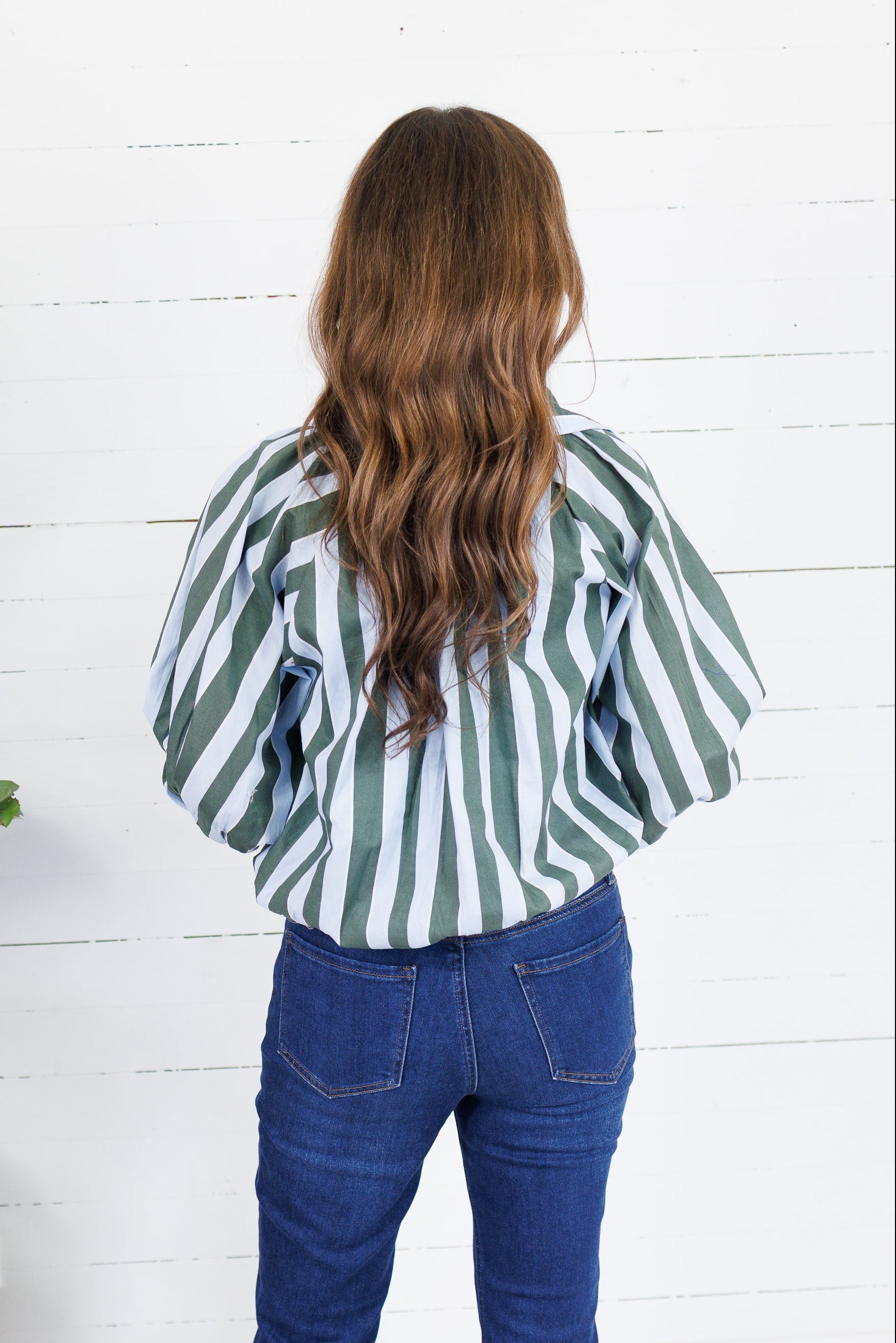 Lucas Sky + Olive Stripe Button Top Karlie
